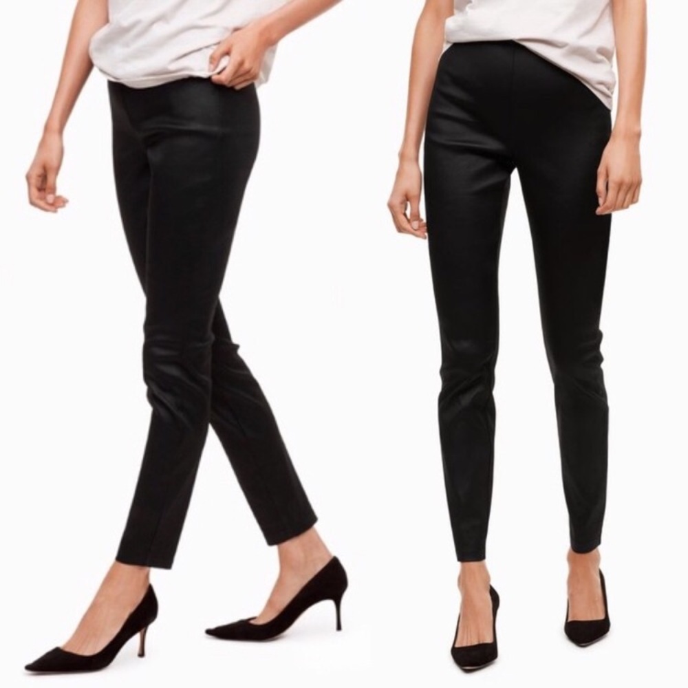 (SOLD) ARITZIA Talula Coated Pants Side Zip Black - Picture 1 of 3